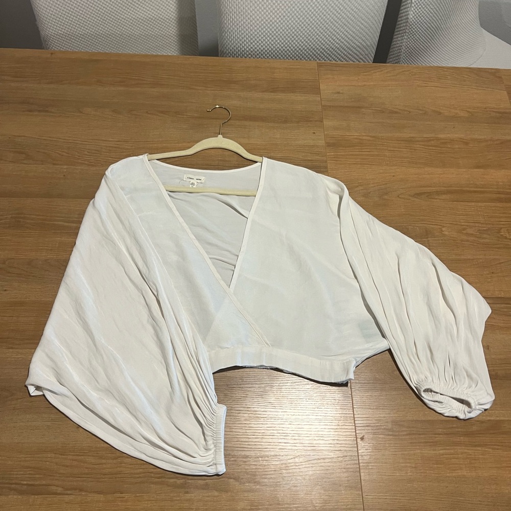 Silence + Noise White Blouse with Flowing Sleeves